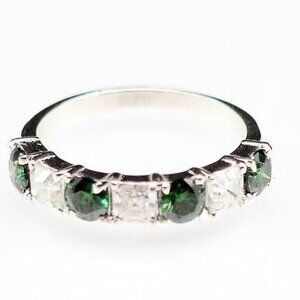 Appraised $800 USD Moissanite Half Eternity Ring Size 6.75